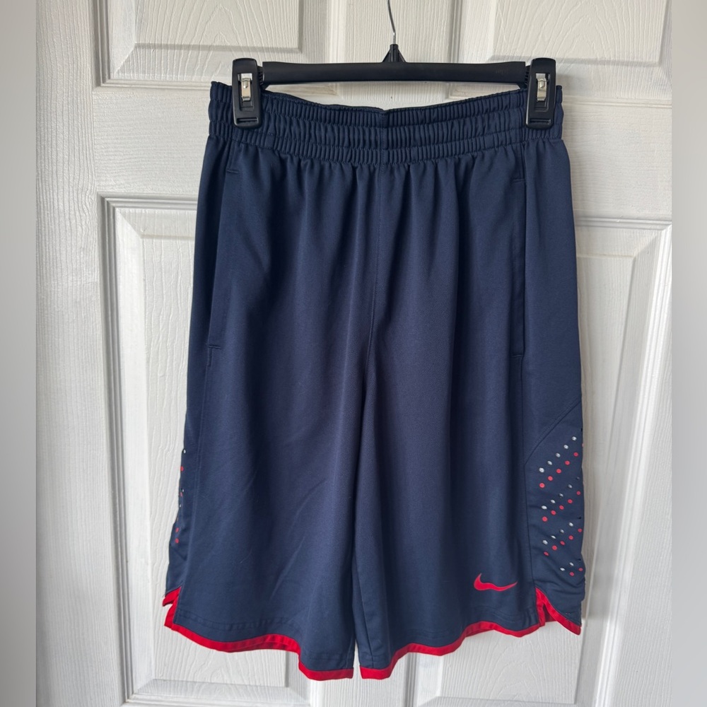 Nike Men's Dark Blue Shorts with Red Trim